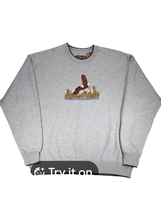 Woodland Trail Other - Vtg Woodland Trail Bald Eagle Embroidered Crewneck Sweatshirt Gray XL Grandpa
